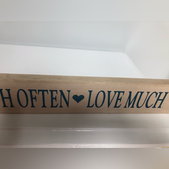 LIVE WELL 💙 LOVE MUCH 21” Block Wood Sign - Picture 5 of 9